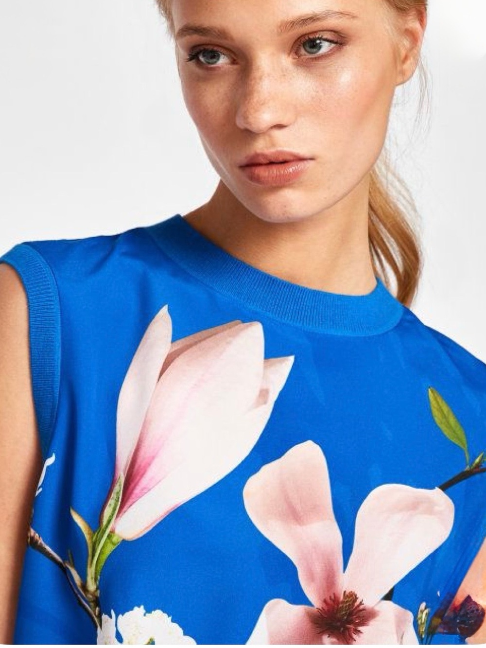 Ted Baker London MONTAYI Cobalt Blue Floral Sleeveless Top